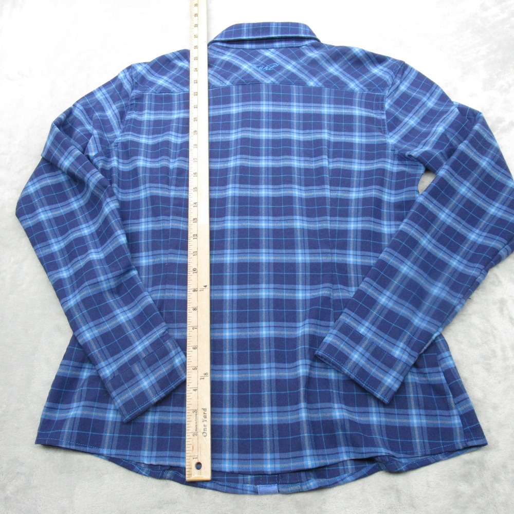 Kuhl Shirt Womens Large Blue Plaid Flannel Pockets Button Up Long Sleeve Casual - Picture 8 of 12